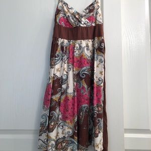 empire waist tie back paisley print dress - s